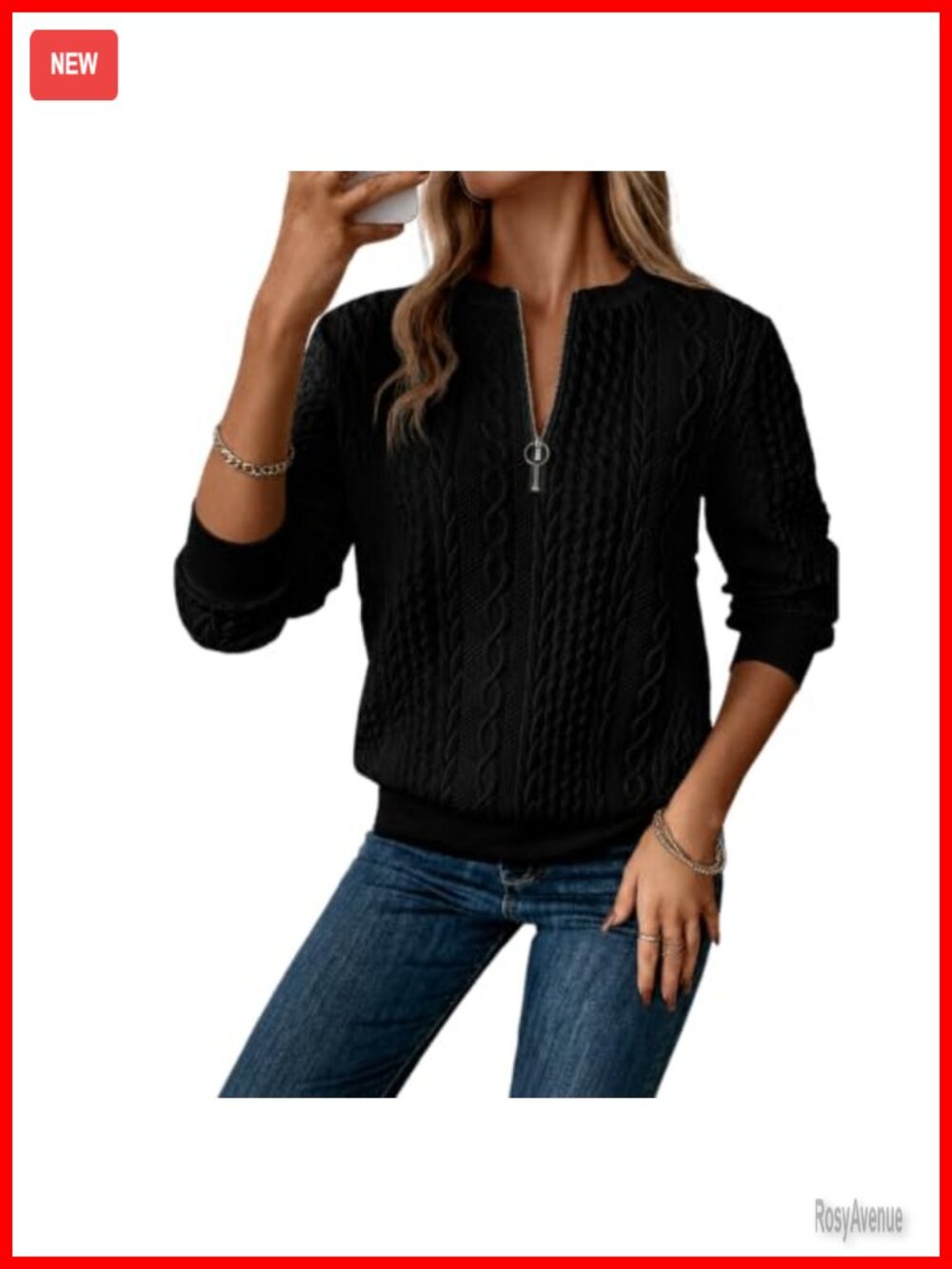 Womens Textured Quarter Zip Pullover Sweatshirt Long Sleeve